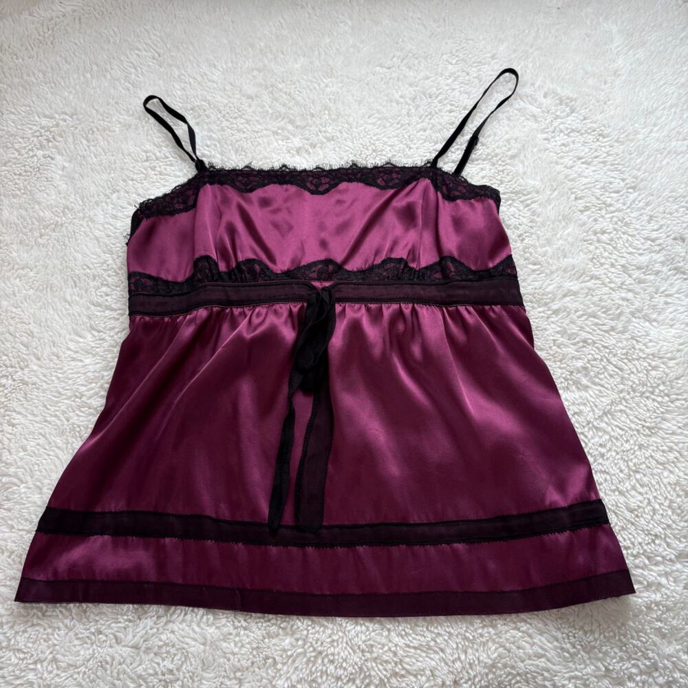 Guess Womens Y2K Purple Floral Lace Babydoll Tank Top XL Whimsygoth Emo Grunge